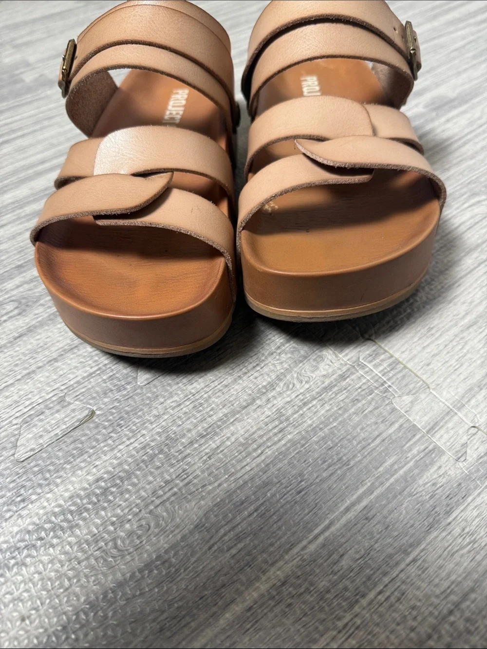 Project Cloud Tan Leather Convertible Strappy Comfort Sandals Size 7.5 - Picture 5 of 6